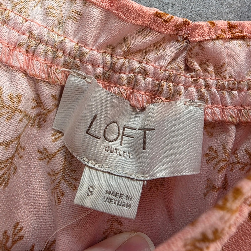 Ann Taylor LOFT Women's Salmon Floral Frill Strap Wide Leg Jumpsuit NEW sz Small - Picture 4 of 6